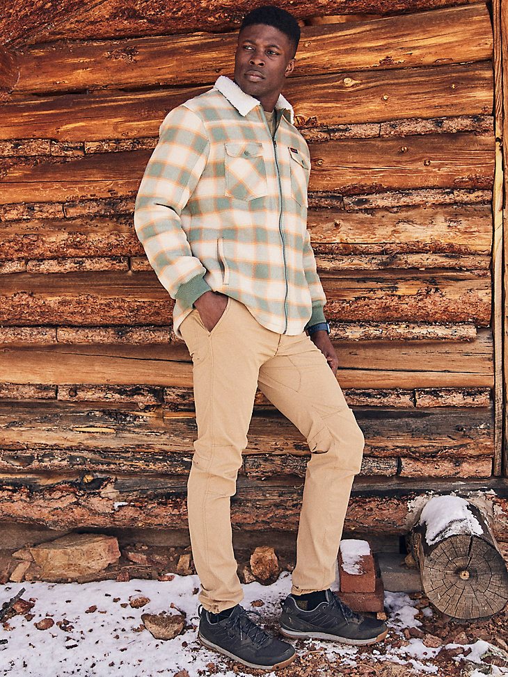 ATG by Wrangler Men's Sherpa Lined Flannel Shirt Jacket in Cactus