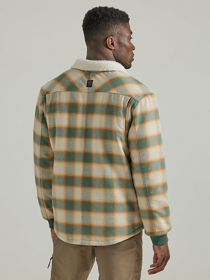 ATG by Wrangler Men's Sherpa Lined Flannel Shirt Jacket in Cactus