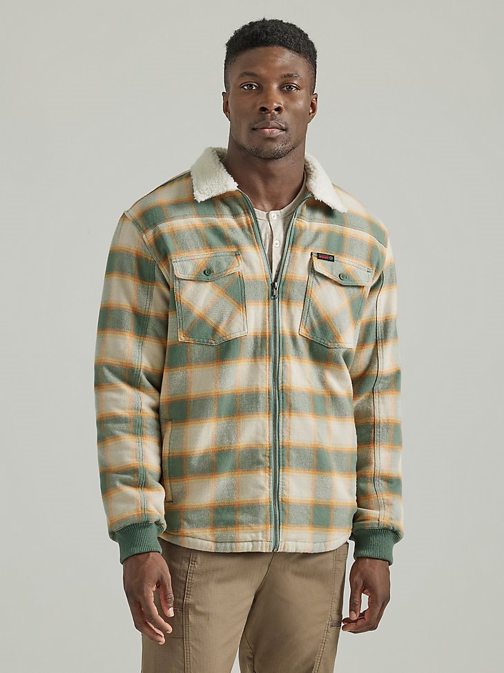 ATG by Wrangler Men's Sherpa Lined Flannel Shirt Jacket in Cactus