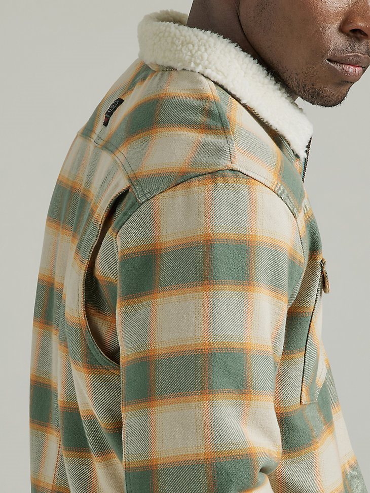 ATG by Wrangler Men's Sherpa Lined Flannel Shirt Jacket in Cactus