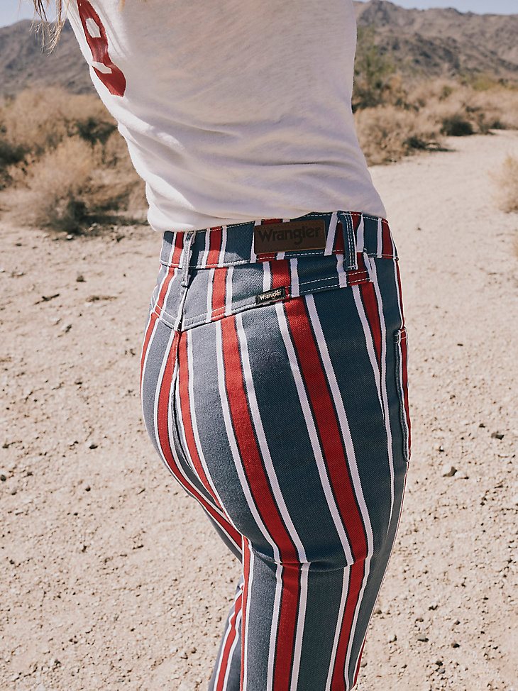 Women's Americana High Rise Folklore Flare Jean in Blue Stripe