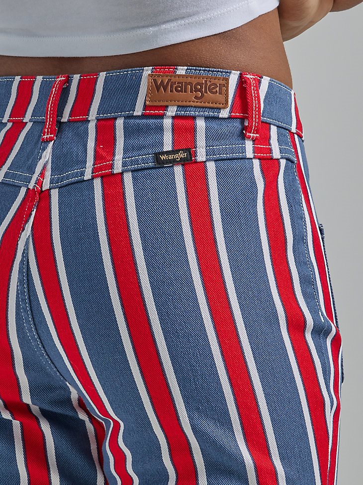 Women's Americana High Rise Folklore Flare Jean in Blue Stripe