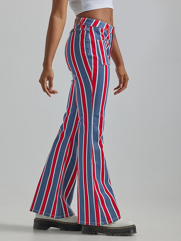 Women's Americana High Rise Folklore Flare Jean in Blue Stripe