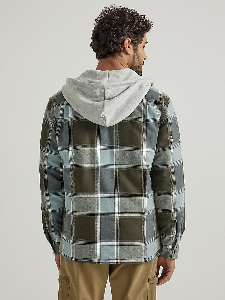Men's Heavyweight Quilted Hooded Shirt Jacket in Rosin Blue