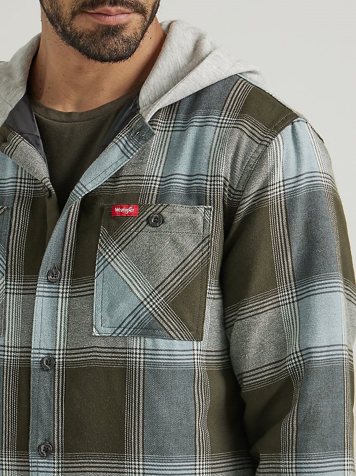 Men's Heavyweight Quilted Hooded Shirt Jacket in Rosin Blue