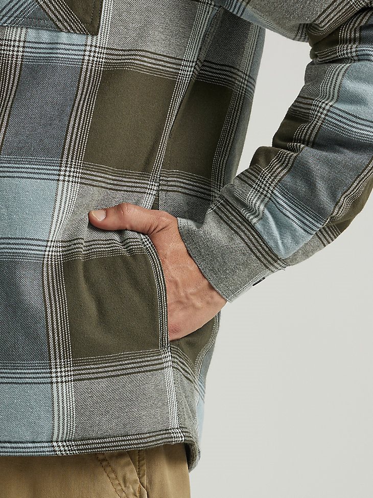 Men's Heavyweight Quilted Hooded Shirt Jacket in Rosin Blue