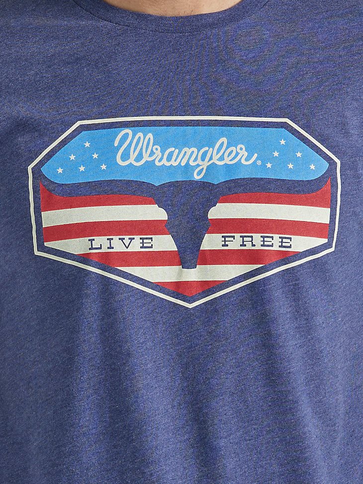 Men's Steer Flag T-Shirt in Denim