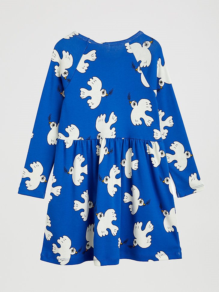 Mini Rodini x Wrangler Peace Dove Long Sleeve Dress in Blue