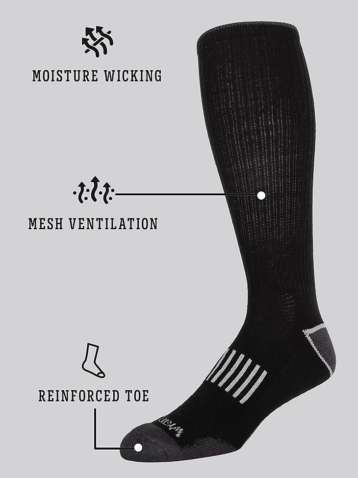 Men's Ryder Western Boot Socks (6-pack) in Black