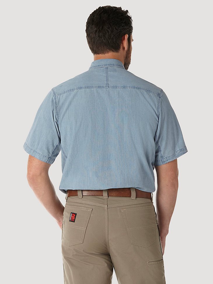 Wrangler RIGGS Workwear Chambray Work Shirt in Light Blue