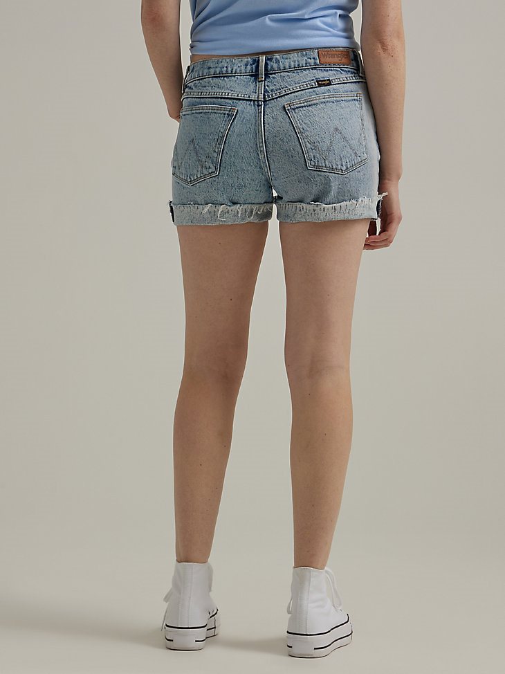 Women's Destructed Denim Roll Short in Wildflower