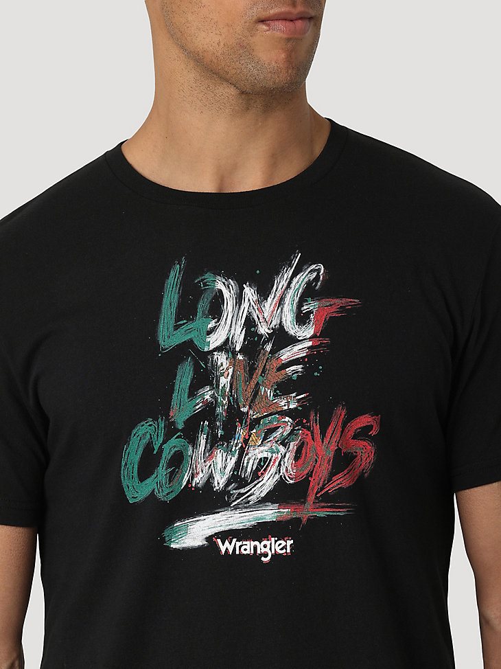 Wrangler Long Live Cowboys Mexico T-Shirt in Jet Black