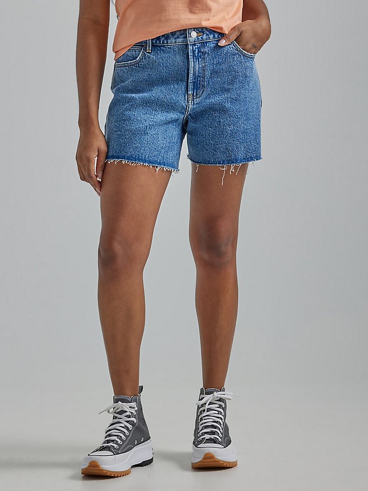 Women's High Rise Mid Thigh Short in Topaz