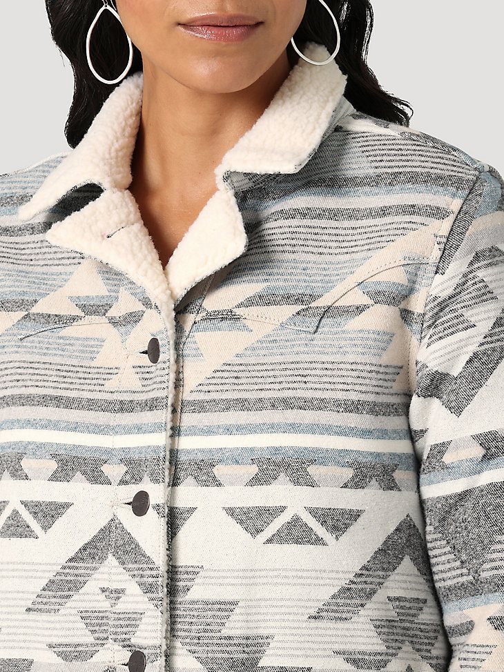 Women's Wrangler Sherpa Lined Southwestern Barn Jacket in Smoky Grey