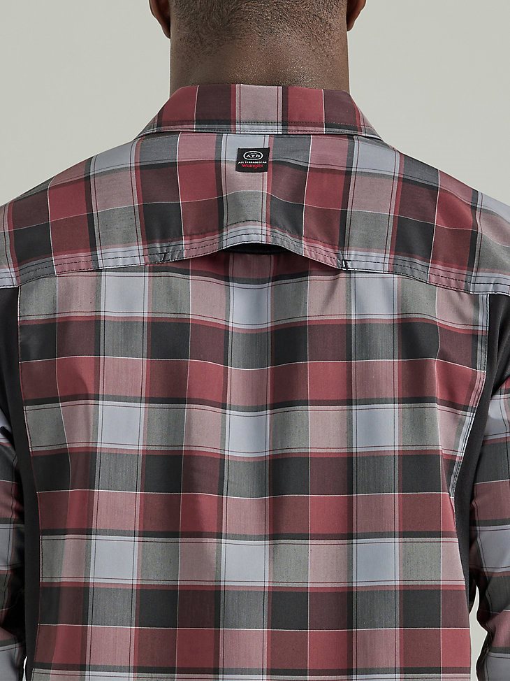 ATG By Wrangler Plaid Mixed Material Shirt in Garnet