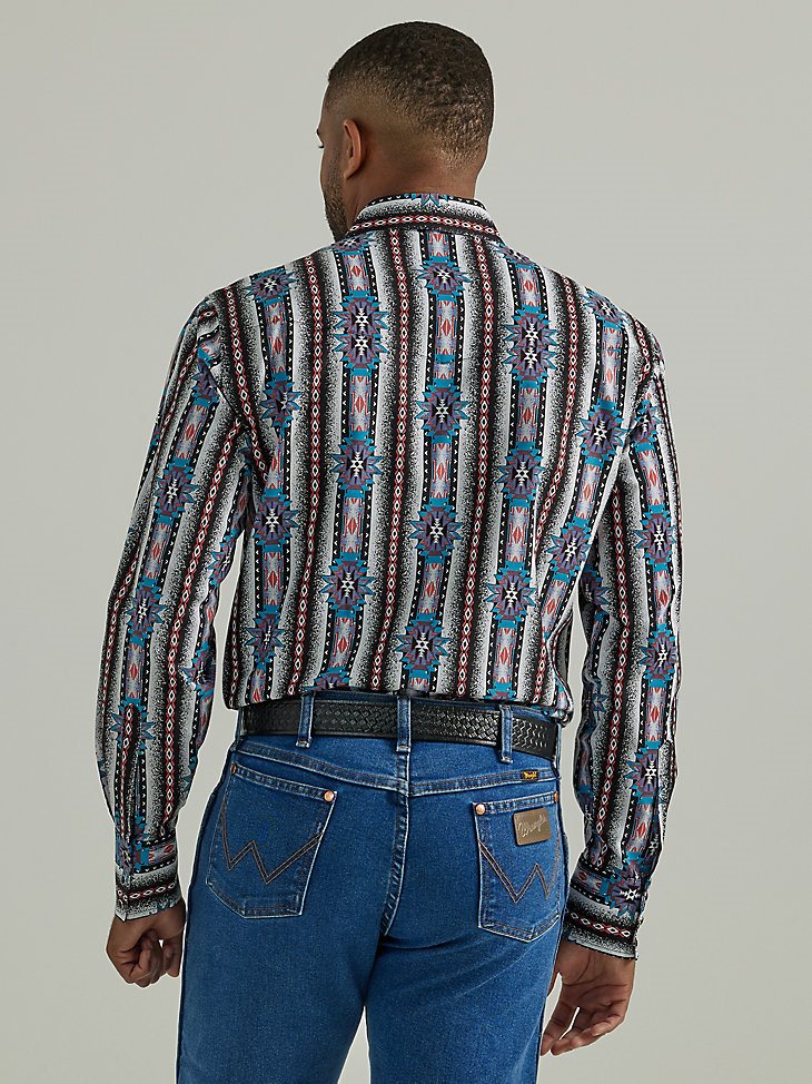 Men's Checotah Long Sleeve Western Snap Printed Shirt in Adobe Black