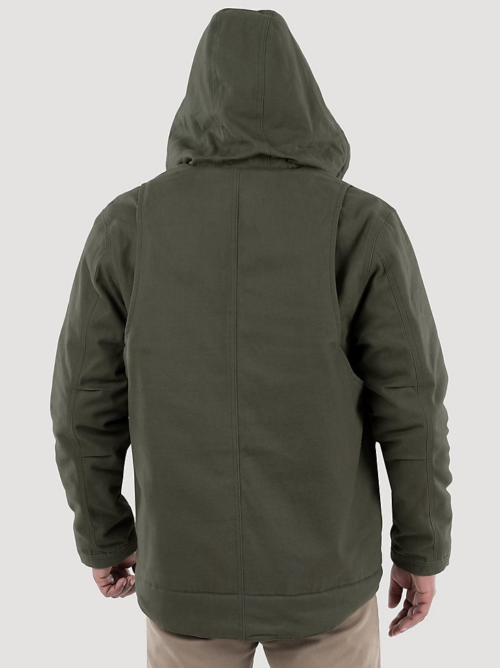 Wrangler Workwear Sherpa Lined Shirt Jacket in Olive