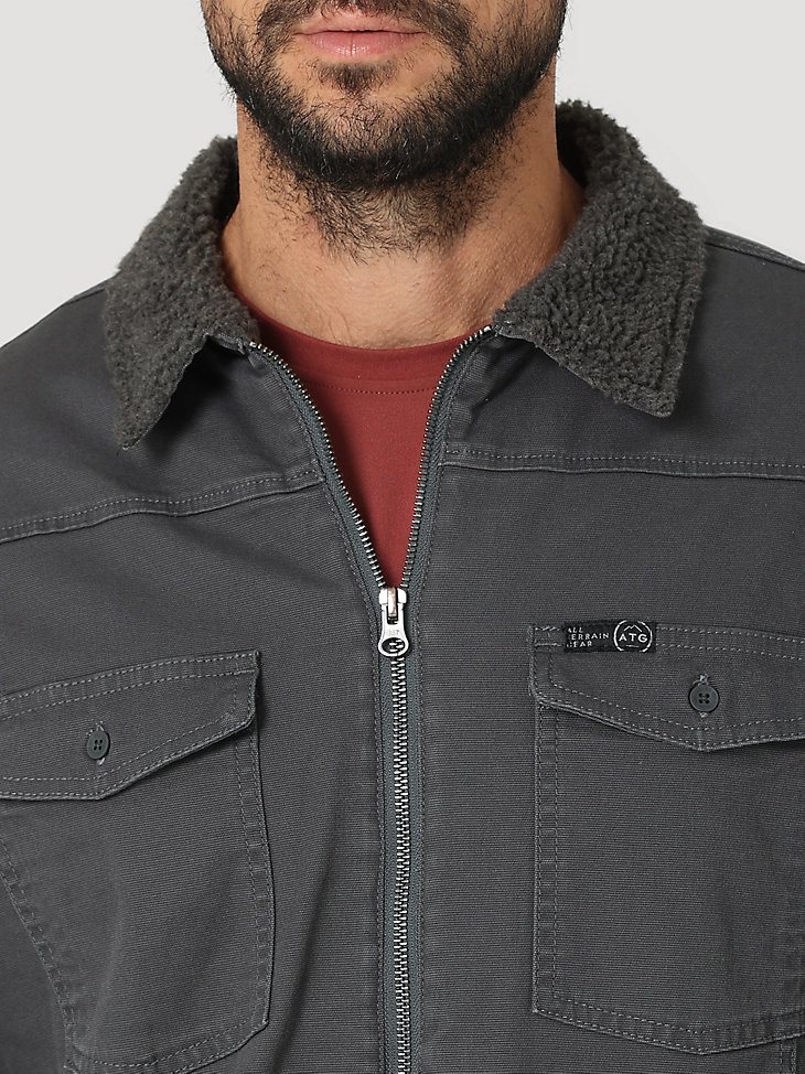 ATG by Wrangler Men's Sherpa Lined Canvas Jacket in Asphalt