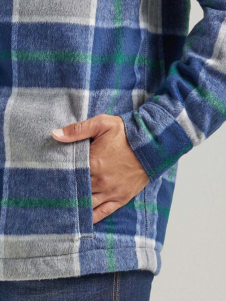 Men's Wrangler Full Zip Sherpa Lined Flannel Shirt Jacket in Pebble