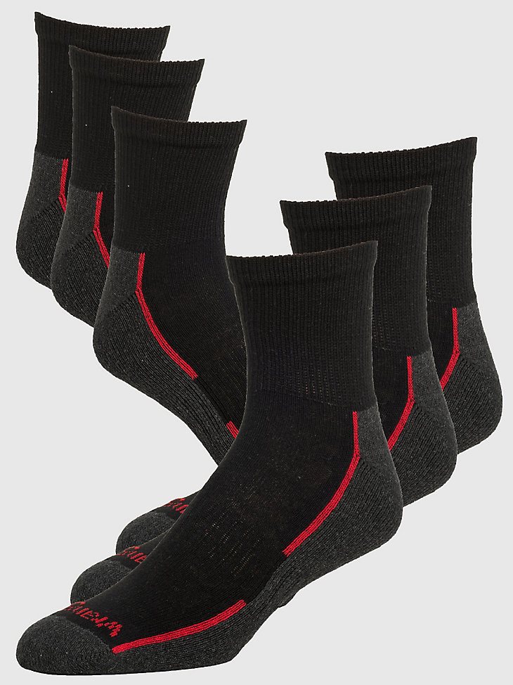Men's Wrangler Cushioned Ankle Socks (6-Pack) in Black