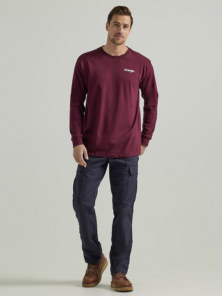Wrangler FR Flame Resistant Long Sleeve Back Graphic T-Shirt in Wine