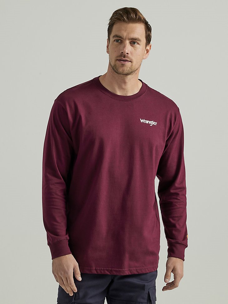Wrangler FR Flame Resistant Long Sleeve Back Graphic T-Shirt in Wine