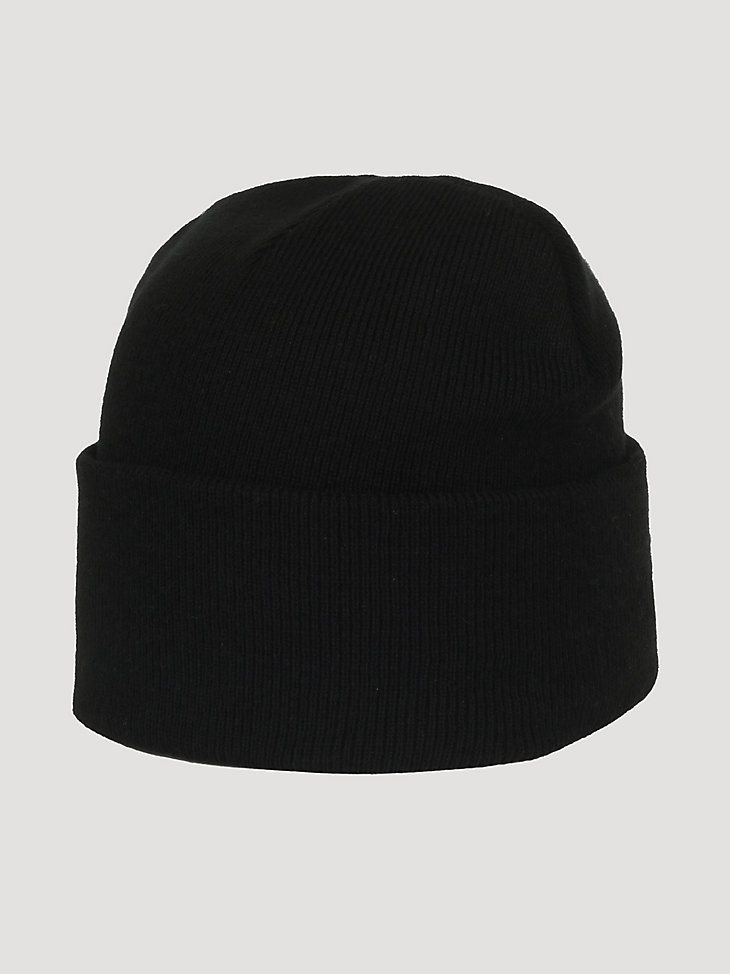 Embroidered Solid Beanie in Black