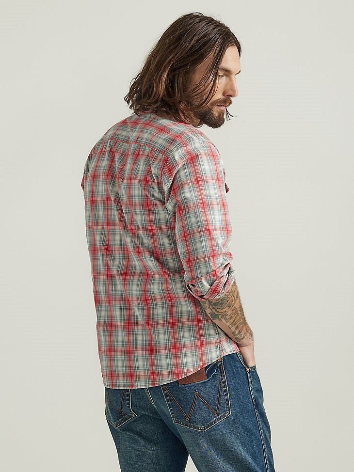Men's Cowboy Wash Plaid Shirt in Aura Orange