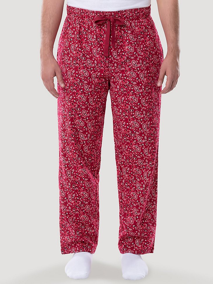 Men's Printed Fleece Pajama Pant in Red