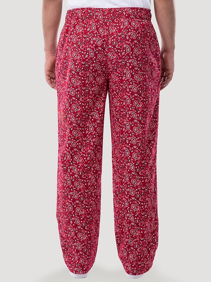 Men's Printed Fleece Pajama Pant in Red