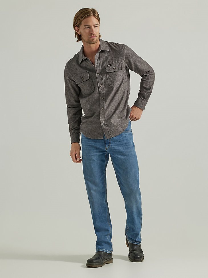 Men's Heathered Button-Down Shirt in Pavement