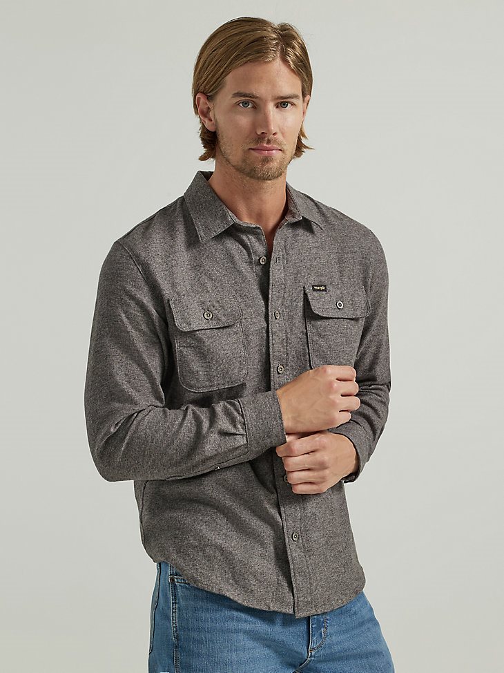 Men's Heathered Button-Down Shirt in Pavement