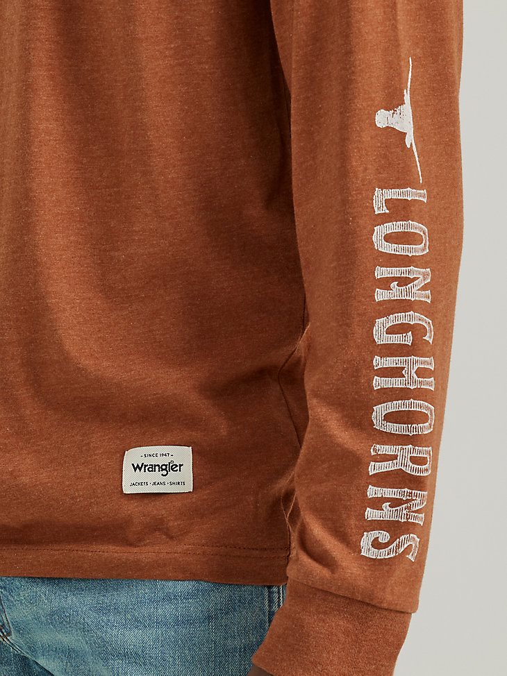 Men's Wrangler Collegiate Bucking Long Sleeve T-Shirt in University of Texas