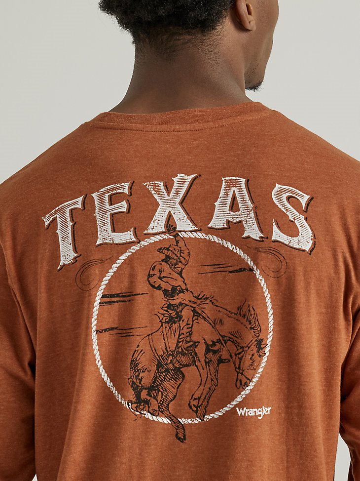 Men's Wrangler Collegiate Bucking Long Sleeve T-Shirt in University of Texas