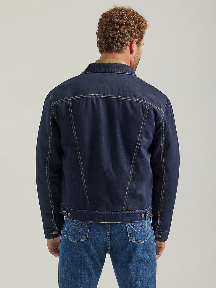 Wrangler Western Vintage Sherpa Lined Denim Trucker Jacket in Hunter
