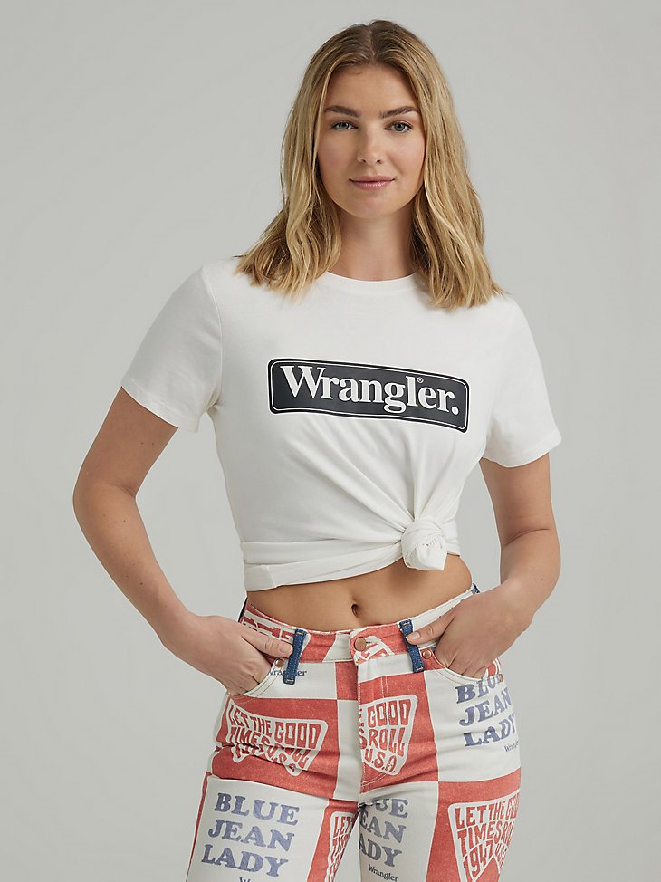 Women's Block Logo Tee in Worn White