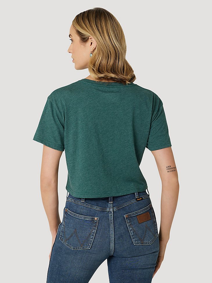 Women's Wrangler Galloping Boyfriend Crop Tee in Junebug Heather