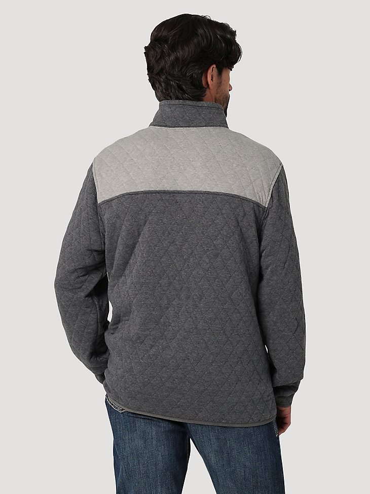 Men's Wrangler Quarter Snaps Quilted Pullover Jacket in Caviar