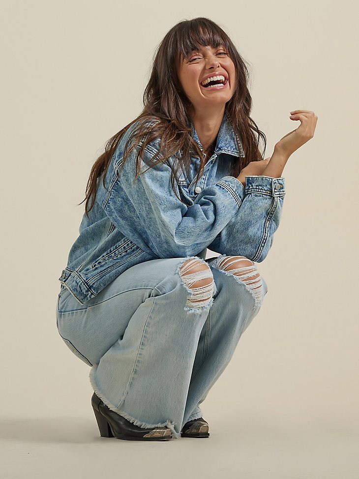 Women's Fierce Flare Destructed Jean in Icy Shade