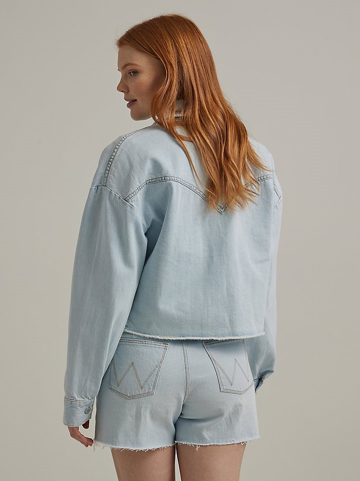 Women's Western Crop Shacket in Icy Shade