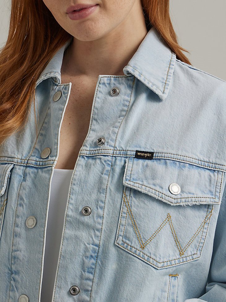 Women's Western Crop Shacket in Icy Shade