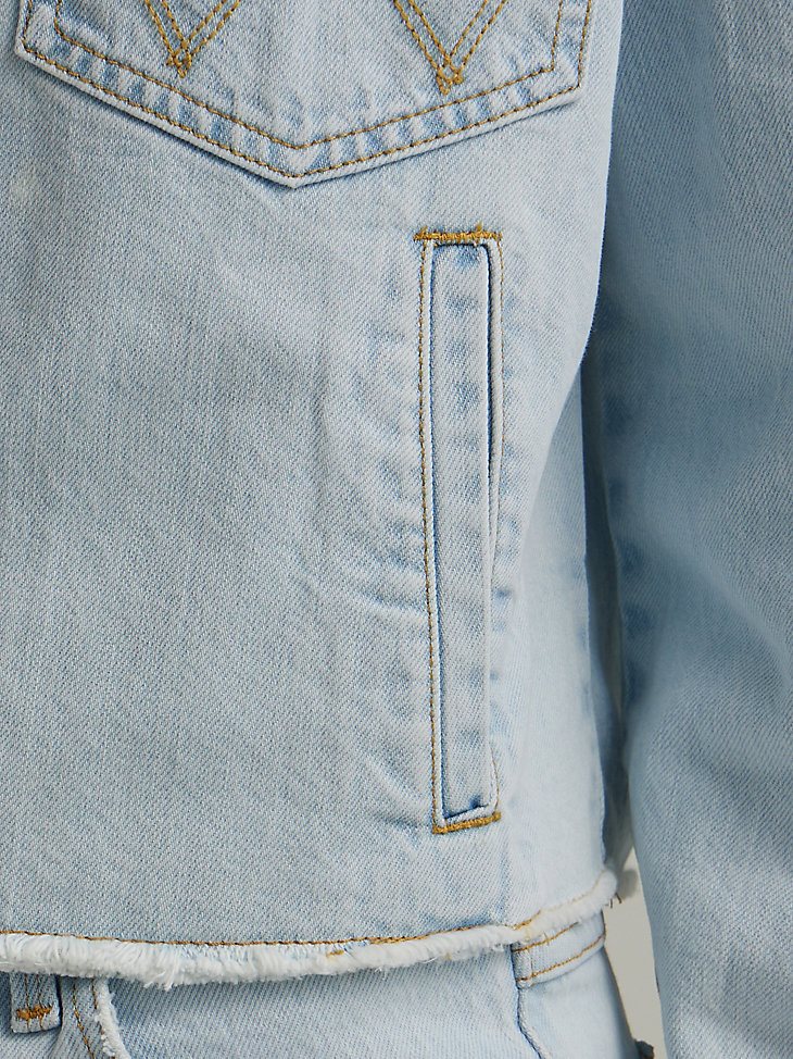 Women's Western Crop Shacket in Icy Shade