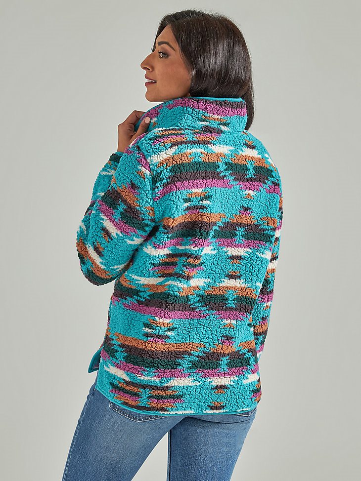 Women's Wrangler Retro Quarter-Zip Sherpa Pullover in Dark Teal
