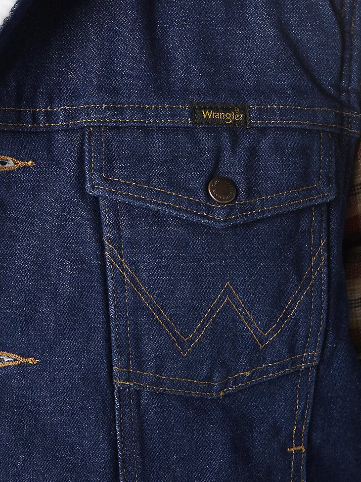 Wrangler Sherpa Lined Denim Vest - Prewashed in Prewashed