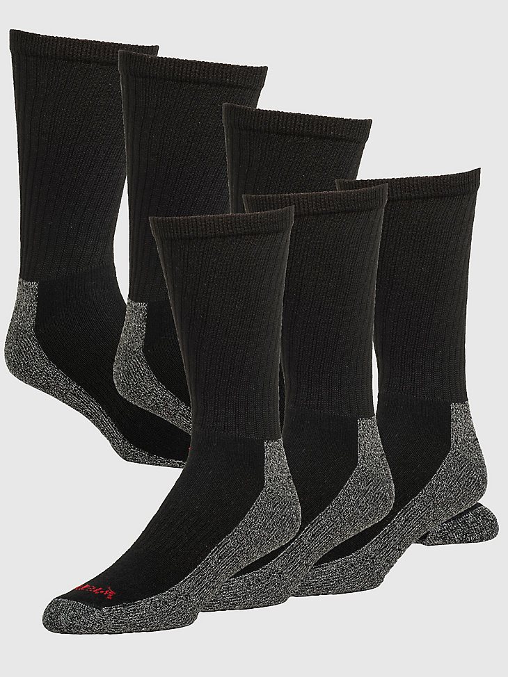 Men's Wrangler Performance Crew Work Socks (6-Pack) in Black