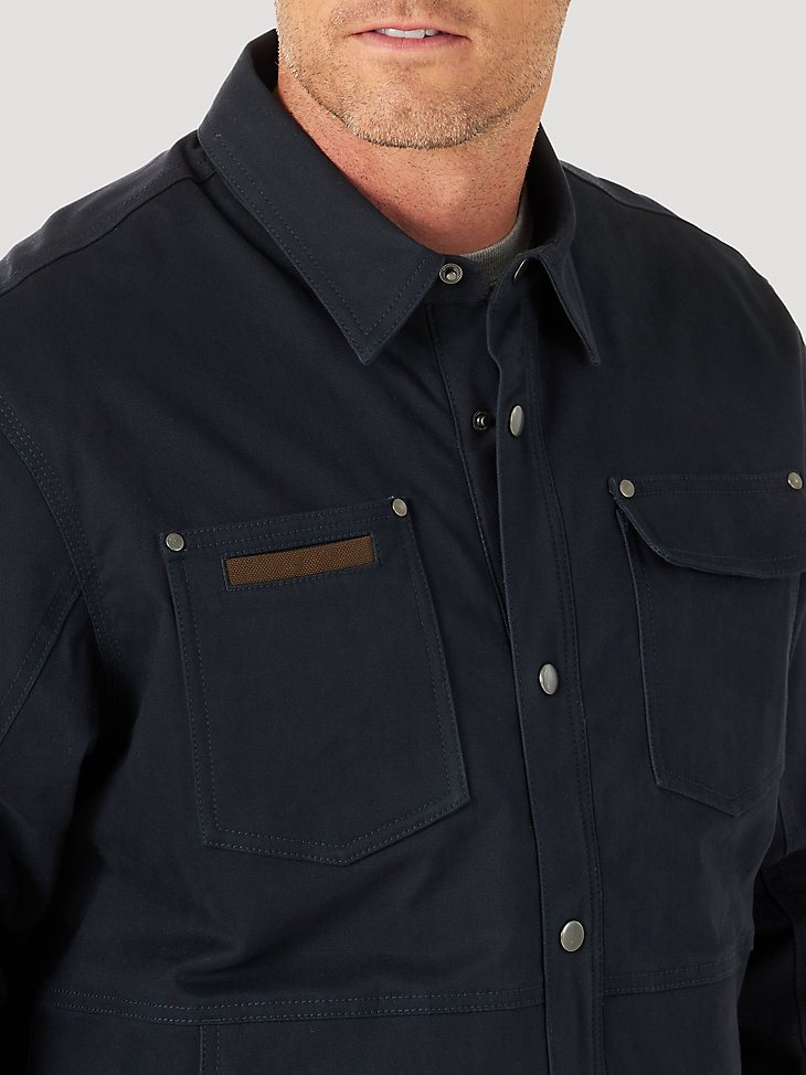 Wrangler RIGGS Workwear Tough Layers Fleece Lined Work Shirt Jacket in Dark Navy