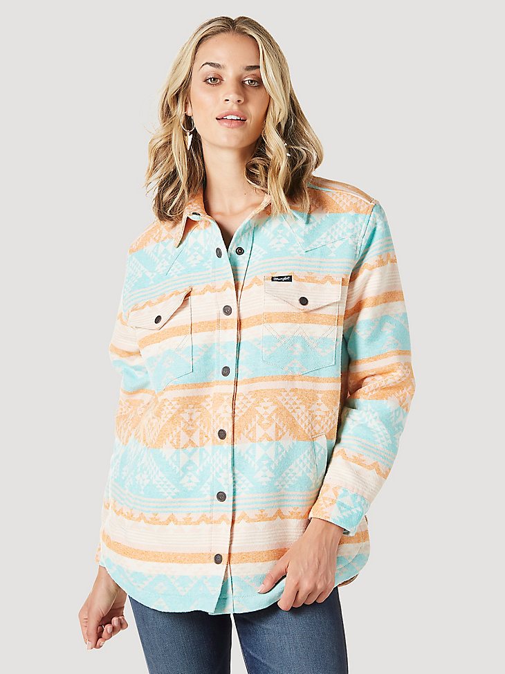 Women's Wrangler Southwestern Print Shacket in Sunset Blues