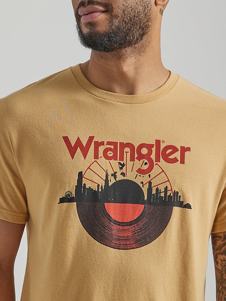 Men's Record Graphic T-Shirt in Pale Gold