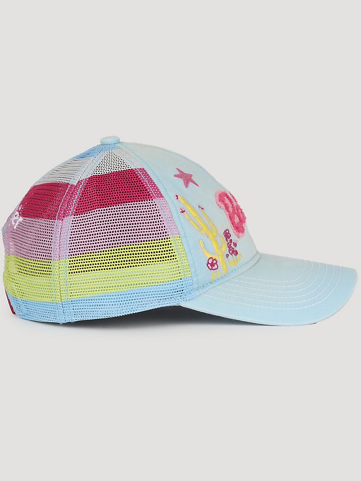 Wrangler x Barbie Girl's Embroidery Mesh Back Baseball Cap in Light Blue