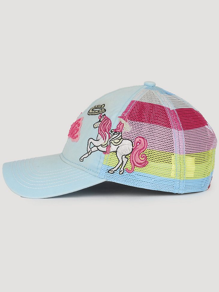 Wrangler x Barbie Girl's Embroidery Mesh Back Baseball Cap in Light Blue